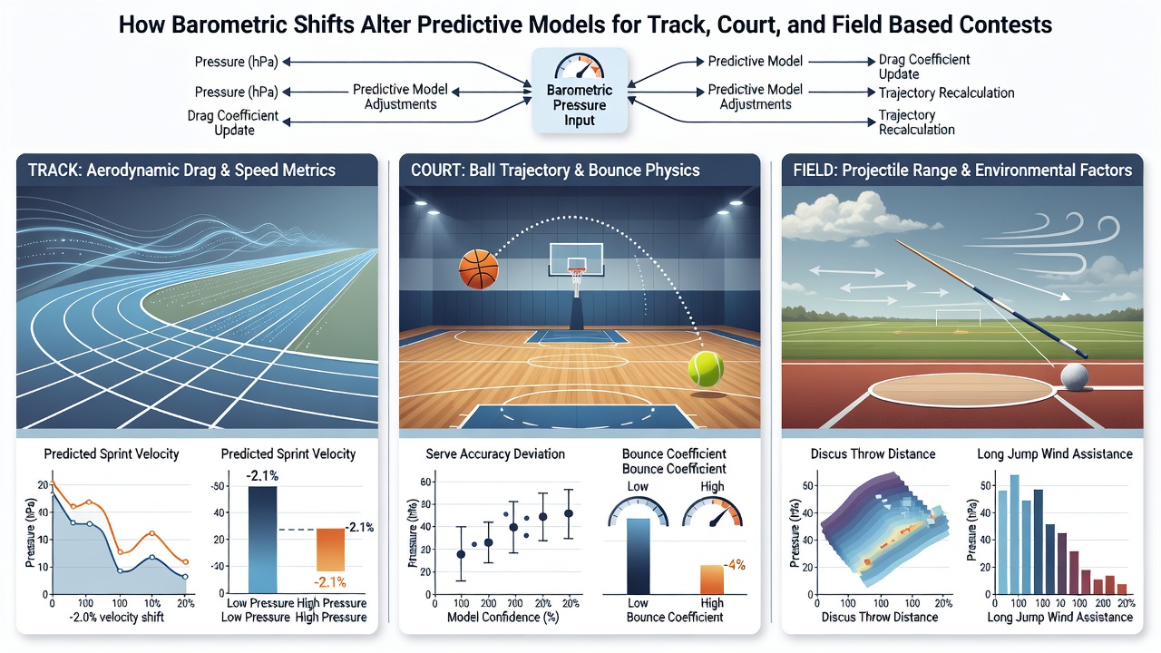 Weather sensors and analytics dashboard displaying barometric readings during a live court or field competition